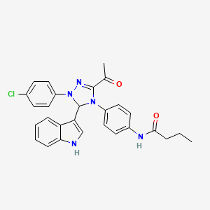 N-{4-[3-acetyl-1-(4-chlorophenyl)-5-(1H-indol-3-yl)-1,5-dihydro-4H-1,2,4-triazol-4-yl]phenyl}butanamide