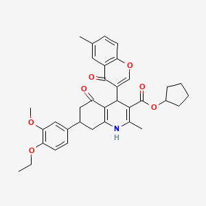 cyclopentyl 7-(4-ethoxy-3-methoxyphenyl)-2-methyl-4-(6-methyl-4-oxo-4H-chromen-3-yl)-5-oxo-1,4,5,6,7,8-hexahydroquinoline-3-carboxylate