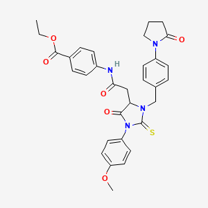 molecular formula C32H32N4O6S B14947206 Ethyl 4-[({1-(4-methoxyphenyl)-5-oxo-3-[4-(2-oxopyrrolidin-1-yl)benzyl]-2-thioxoimidazolidin-4-yl}acetyl)amino]benzoate 