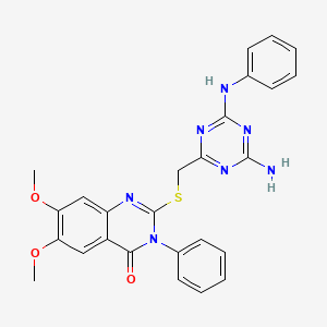 molecular formula C26H23N7O3S B14947217 2-({[4-amino-6-(phenylamino)-1,3,5-triazin-2-yl]methyl}sulfanyl)-6,7-dimethoxy-3-phenylquinazolin-4(3H)-one 