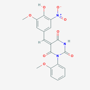 (5E)-5-(4-hydroxy-3-methoxy-5-nitrobenzylidene)-1-(2-methoxyphenyl)pyrimidine-2,4,6(1H,3H,5H)-trione