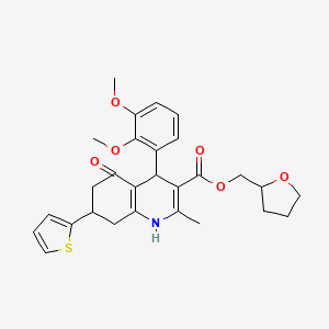 Tetrahydrofuran-2-ylmethyl 4-(2,3-dimethoxyphenyl)-2-methyl-5-oxo-7-(thiophen-2-yl)-1,4,5,6,7,8-hexahydroquinoline-3-carboxylate