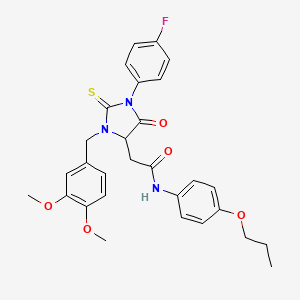 molecular formula C29H30FN3O5S B14947233 2-[3-(3,4-dimethoxybenzyl)-1-(4-fluorophenyl)-5-oxo-2-thioxoimidazolidin-4-yl]-N-(4-propoxyphenyl)acetamide 