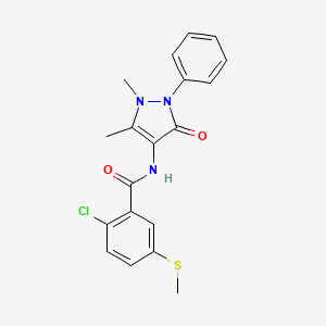 2-chloro-N-(1,5-dimethyl-3-oxo-2-phenyl-2,3-dihydro-1H-pyrazol-4-yl)-5-(methylsulfanyl)benzamide