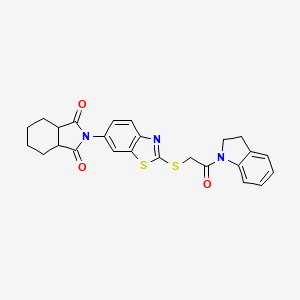 2-(2-{[2-(2,3-dihydro-1H-indol-1-yl)-2-oxoethyl]sulfanyl}-1,3-benzothiazol-6-yl)hexahydro-1H-isoindole-1,3(2H)-dione