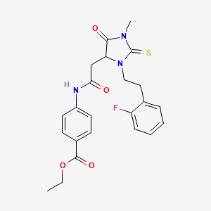 molecular formula C23H24FN3O4S B14947309 Ethyl 4-[({3-[2-(2-fluorophenyl)ethyl]-1-methyl-5-oxo-2-thioxoimidazolidin-4-yl}acetyl)amino]benzoate 