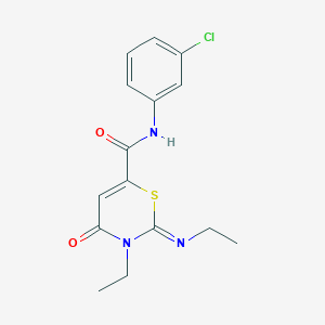 (2Z)-N-(3-chlorophenyl)-3-ethyl-2-(ethylimino)-4-oxo-3,4-dihydro-2H-1,3-thiazine-6-carboxamide