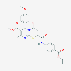 methyl 2-{[4-(ethoxycarbonyl)phenyl]carbamoyl}-6-(4-methoxyphenyl)-8-methyl-4-oxo-4H,6H-pyrimido[2,1-b][1,3]thiazine-7-carboxylate