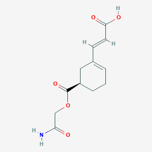 molecular formula C12H15NO5 B1494741 (R,E)-3-(5-((2-amino-2-oxoethoxy)carbonyl)cyclohex-1-enyl)acrylic acid 
