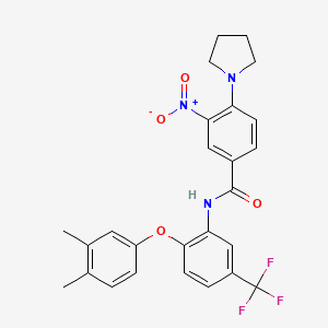 molecular formula C26H24F3N3O4 B14947439 N-[2-(3,4-dimethylphenoxy)-5-(trifluoromethyl)phenyl]-3-nitro-4-(pyrrolidin-1-yl)benzamide 