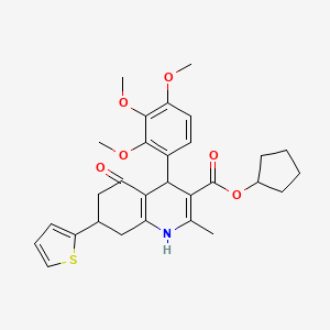 molecular formula C29H33NO6S B14947443 Cyclopentyl 2-methyl-5-oxo-7-(thiophen-2-yl)-4-(2,3,4-trimethoxyphenyl)-1,4,5,6,7,8-hexahydroquinoline-3-carboxylate 