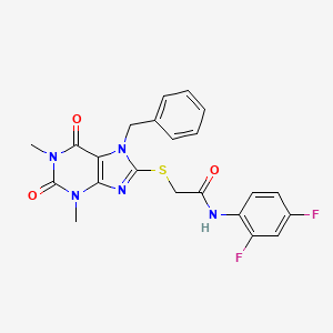 molecular formula C22H19F2N5O3S B14947451 2-[(7-benzyl-1,3-dimethyl-2,6-dioxo-2,3,6,7-tetrahydro-1H-purin-8-yl)sulfanyl]-N-(2,4-difluorophenyl)acetamide 