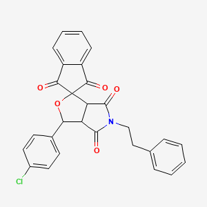 molecular formula C28H20ClNO5 B14947462 3-(4-chlorophenyl)-5-(2-phenylethyl)-3a,6a-dihydrospiro[furo[3,4-c]pyrrole-1,2'-indene]-1',3',4,6(3H,5H)-tetrone 