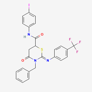 (2Z)-3-benzyl-N-(4-iodophenyl)-4-oxo-2-{[4-(trifluoromethyl)phenyl]imino}-1,3-thiazinane-6-carboxamide