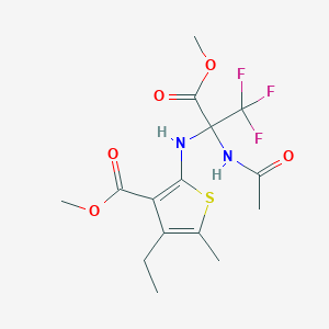 molecular formula C15H19F3N2O5S B14947520 Methyl 2-{[2-(acetylamino)-1,1,1-trifluoro-3-methoxy-3-oxopropan-2-yl]amino}-4-ethyl-5-methylthiophene-3-carboxylate 