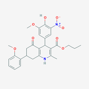 Propyl 4-(4-hydroxy-3-methoxy-5-nitrophenyl)-7-(2-methoxyphenyl)-2-methyl-5-oxo-1,4,5,6,7,8-hexahydroquinoline-3-carboxylate