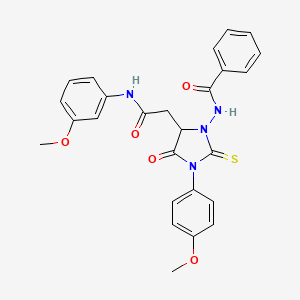 molecular formula C26H24N4O5S B14947662 N-[3-(4-methoxyphenyl)-5-{2-[(3-methoxyphenyl)amino]-2-oxoethyl}-4-oxo-2-thioxoimidazolidin-1-yl]benzamide 