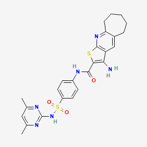 3-Amino-N-(4-(N-(4,6-dimethylpyrimidin-2-yl)sulfamoyl)phenyl)-6,7,8,9-tetrahydro-5H-cyclohepta[b]thieno[3,2-e]pyridine-2-carboxamide