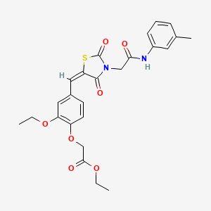 molecular formula C25H26N2O7S B14947674 ethyl {2-ethoxy-4-[(E)-(3-{2-[(3-methylphenyl)amino]-2-oxoethyl}-2,4-dioxo-1,3-thiazolidin-5-ylidene)methyl]phenoxy}acetate 