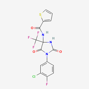 molecular formula C15H8ClF4N3O3S B14947725 N-[1-(3-chloro-4-fluorophenyl)-2,5-dioxo-4-(trifluoromethyl)imidazolidin-4-yl]thiophene-2-carboxamide 