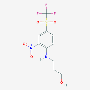 molecular formula C10H11F3N2O5S B14947747 3-({2-Nitro-4-[(trifluoromethyl)sulfonyl]phenyl}amino)propan-1-ol 