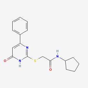 molecular formula C17H19N3O2S B14947751 N-cyclopentyl-2-[(6-oxo-4-phenyl-1,6-dihydropyrimidin-2-yl)sulfanyl]acetamide 