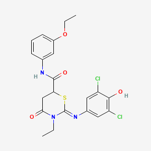 molecular formula C21H21Cl2N3O4S B14947771 (2Z)-2-[(3,5-dichloro-4-hydroxyphenyl)imino]-N-(3-ethoxyphenyl)-3-ethyl-4-oxo-1,3-thiazinane-6-carboxamide 