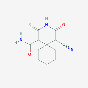 molecular formula C12H15N3O2S B14947803 5-Cyano-4-oxo-2-thioxo-3-azaspiro[5.5]undecane-1-carboxamide 