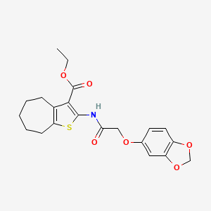 molecular formula C21H23NO6S B14947812 ethyl 2-{[(1,3-benzodioxol-5-yloxy)acetyl]amino}-5,6,7,8-tetrahydro-4H-cyclohepta[b]thiophene-3-carboxylate 