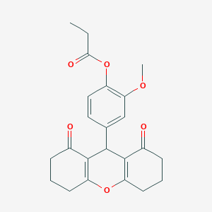 molecular formula C23H24O6 B14947861 4-(1,8-dioxo-2,3,4,5,6,7,8,9-octahydro-1H-xanthen-9-yl)-2-methoxyphenyl propanoate 