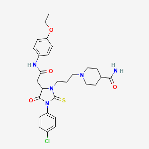 molecular formula C28H34ClN5O4S B14947863 1-{3-[3-(4-Chlorophenyl)-5-{2-[(4-ethoxyphenyl)amino]-2-oxoethyl}-4-oxo-2-thioxoimidazolidin-1-yl]propyl}piperidine-4-carboxamide 