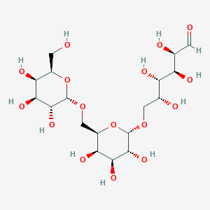 molecular formula C18H32O16 B1494787 (2R,3S,4S,5R)-2,3,4,5-tetrahydroxy-6-[(2S,3R,4S,5R,6R)-3,4,5-trihydroxy-6-[[(2S,3R,4S,5R,6R)-3,4,5-trihydroxy-6-(hydroxymethyl)oxan-2-yl]oxymethyl]oxan-2-yl]oxyhexanal 
