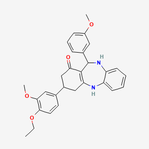 molecular formula C29H30N2O4 B14947875 3-(4-ethoxy-3-methoxyphenyl)-11-(3-methoxyphenyl)-2,3,4,5,10,11-hexahydro-1H-dibenzo[b,e][1,4]diazepin-1-one 