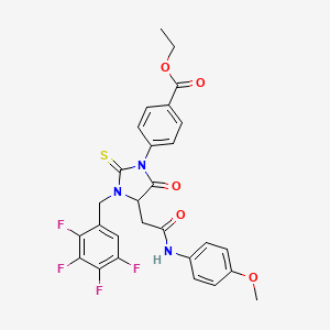 Ethyl 4-[4-{2-[(4-methoxyphenyl)amino]-2-oxoethyl}-5-oxo-3-(2,3,4,5-tetrafluorobenzyl)-2-thioxoimidazolidin-1-yl]benzoate