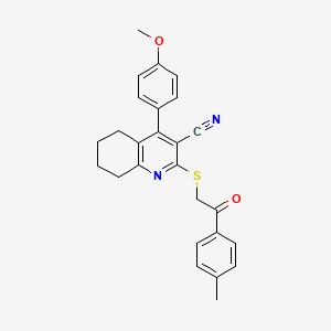 4-(4-Methoxyphenyl)-2-{[2-(4-methylphenyl)-2-oxoethyl]sulfanyl}-5,6,7,8-tetrahydroquinoline-3-carbonitrile