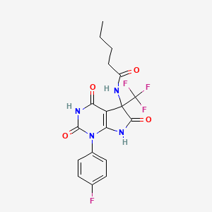 N-[1-(4-fluorophenyl)-2,4,6-trioxo-5-(trifluoromethyl)-2,3,4,5,6,7-hexahydro-1H-pyrrolo[2,3-d]pyrimidin-5-yl]pentanamide