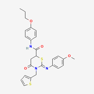 (2Z)-2-[(4-methoxyphenyl)imino]-4-oxo-N-(4-propoxyphenyl)-3-(thiophen-2-ylmethyl)-1,3-thiazinane-6-carboxamide