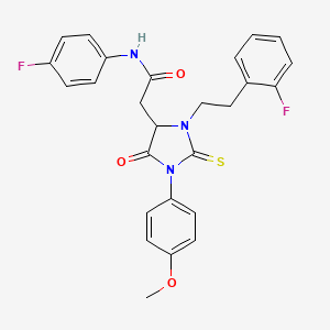 N-(4-fluorophenyl)-2-{3-[2-(2-fluorophenyl)ethyl]-1-(4-methoxyphenyl)-5-oxo-2-thioxoimidazolidin-4-yl}acetamide