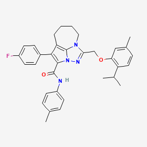 4-(4-Fluorophenyl)-1-[(2-isopropyl-5-methylphenoxy)methyl]-N-(4-methylphenyl)-5,6,7,8-tetrahydro-2,2A,8A-triazacyclopenta[CD]azulene-3-carboxamide