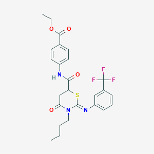 molecular formula C25H26F3N3O4S B14947987 ethyl 4-({[(2Z)-3-butyl-4-oxo-2-{[3-(trifluoromethyl)phenyl]imino}-1,3-thiazinan-6-yl]carbonyl}amino)benzoate 