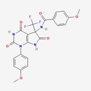 N-[4-hydroxy-1-(4-methoxyphenyl)-2,6-dioxo-5-(trifluoromethyl)-2,5,6,7-tetrahydro-1H-pyrrolo[2,3-d]pyrimidin-5-yl]-4-methoxybenzamide