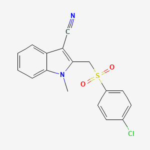 molecular formula C17H13ClN2O2S B14948038 1H-Indole-3-carbonitrile, 2-(4-chlorobenzenesulfonylmethyl)-1-methyl- 