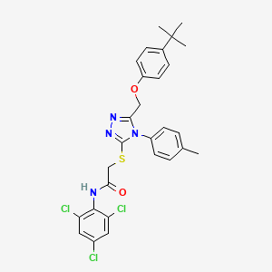 2-({5-[(4-tert-butylphenoxy)methyl]-4-(4-methylphenyl)-4H-1,2,4-triazol-3-yl}sulfanyl)-N-(2,4,6-trichlorophenyl)acetamide