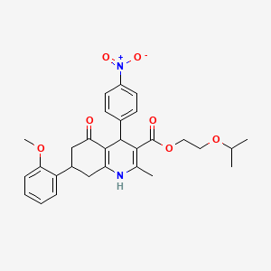 molecular formula C29H32N2O7 B14948080 2-(Propan-2-yloxy)ethyl 7-(2-methoxyphenyl)-2-methyl-4-(4-nitrophenyl)-5-oxo-1,4,5,6,7,8-hexahydroquinoline-3-carboxylate 