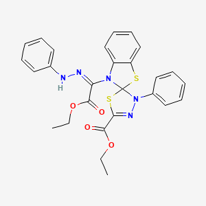 molecular formula C27H25N5O4S2 B14948088 Ethyl 3-[(1E)-2-ethoxy-2-oxo-N-phenylethanehydrazonoyl]-3'-phenyl-3H,3'H-spiro[1,3-benzothiazole-2,2'-[1,3,4]thiadiazole]-5'-carboxylate 