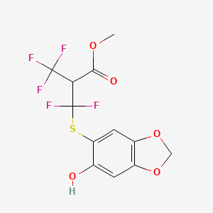 molecular formula C12H9F5O5S B14948107 Methyl 2-{difluoro[(6-hydroxy-1,3-benzodioxol-5-yl)sulfanyl]methyl}-3,3,3-trifluoropropanoate 