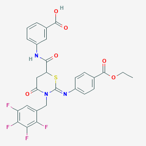 molecular formula C28H21F4N3O6S B14948119 3-({[(2Z)-2-{[4-(ethoxycarbonyl)phenyl]imino}-4-oxo-3-(2,3,4,5-tetrafluorobenzyl)-1,3-thiazinan-6-yl]carbonyl}amino)benzoic acid 