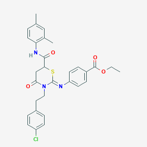 ethyl 4-({(2Z)-3-[2-(4-chlorophenyl)ethyl]-6-[(2,4-dimethylphenyl)carbamoyl]-4-oxo-1,3-thiazinan-2-ylidene}amino)benzoate