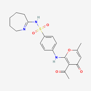 molecular formula C20H23N3O5S B14948182 4-[(3-acetyl-6-methyl-4-oxo-4H-pyran-2-yl)amino]-N-(3,4,5,6-tetrahydro-2H-azepin-7-yl)benzenesulfonamide 