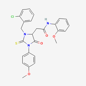 2-[3-(2-chlorobenzyl)-1-(4-methoxyphenyl)-5-oxo-2-thioxoimidazolidin-4-yl]-N-(2-methoxyphenyl)acetamide